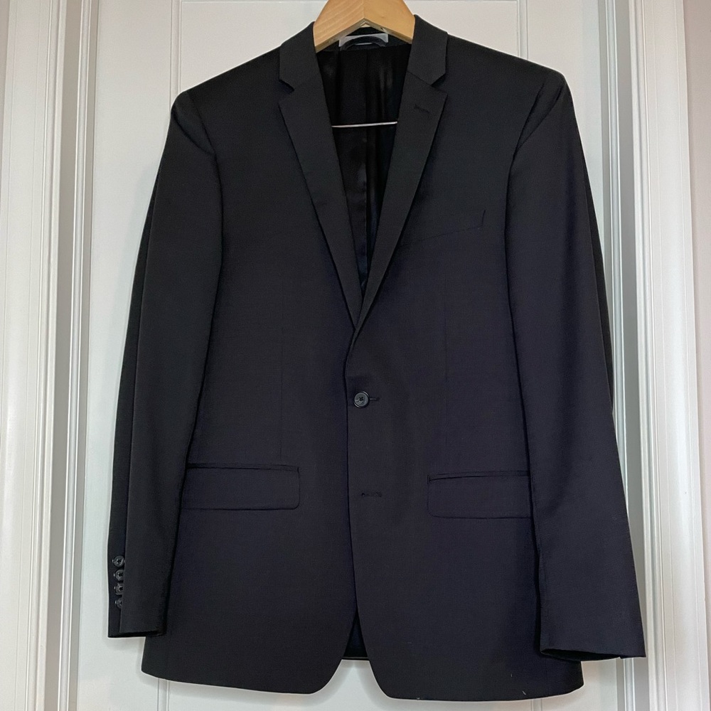 DKNY Men's Wool Blazer Charcoal/Black 40R